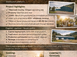 Oregon Cannabis Property + Production Business – Turnkey + Revenue Ready