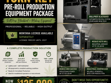 Turnkey pre-roll production line- Rollpros Blackbird + Mobius $125k PRICE REDUCED