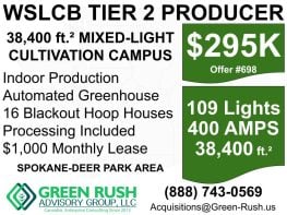 109-Light Spokane Area WSLCB T2 Cannabis Producer/Processor For Sale, Offer #698