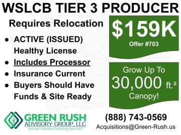 WSLCB Tier 3 Cannabis Producer/Processor License For Sale, Offer #703 — $159,000