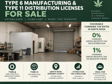 Cannabis Manufacturing & Distribution Licenses For Sale – Santa Rosa, CA