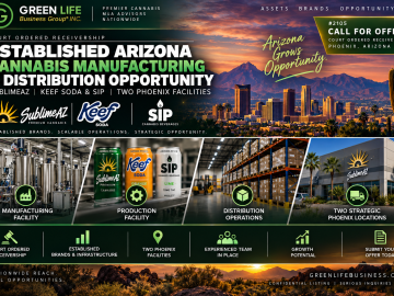 Established Arizona Cannabis Manufacturing & Distribution Receivership Opportunity SublimeAZ | Keef Soda & SIP | Two Phoenix Facilities Call For Offers OCT 30TH (Phoenix, Arizona) #2105