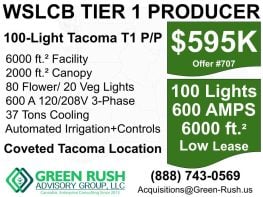 100-Light Tacoma Tier 1 Cannabis Producer Processor For Sale #707