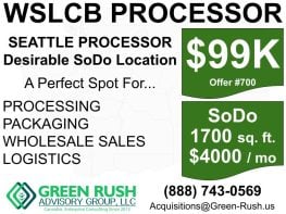 WSLCB Cannabis Processor for Sale – 1,700 SF Seattle/SoDo Location, Offer #700
